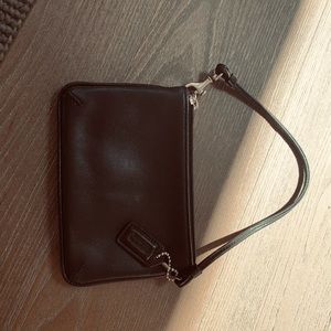 Black leather coach pouch silver hardware